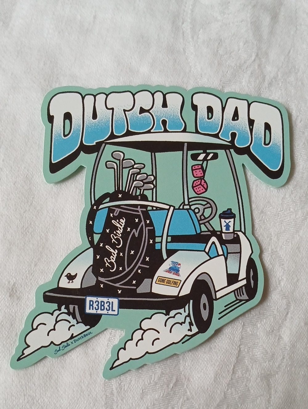 Dutch Bros Sticker- Dutch Dad Golf Cart